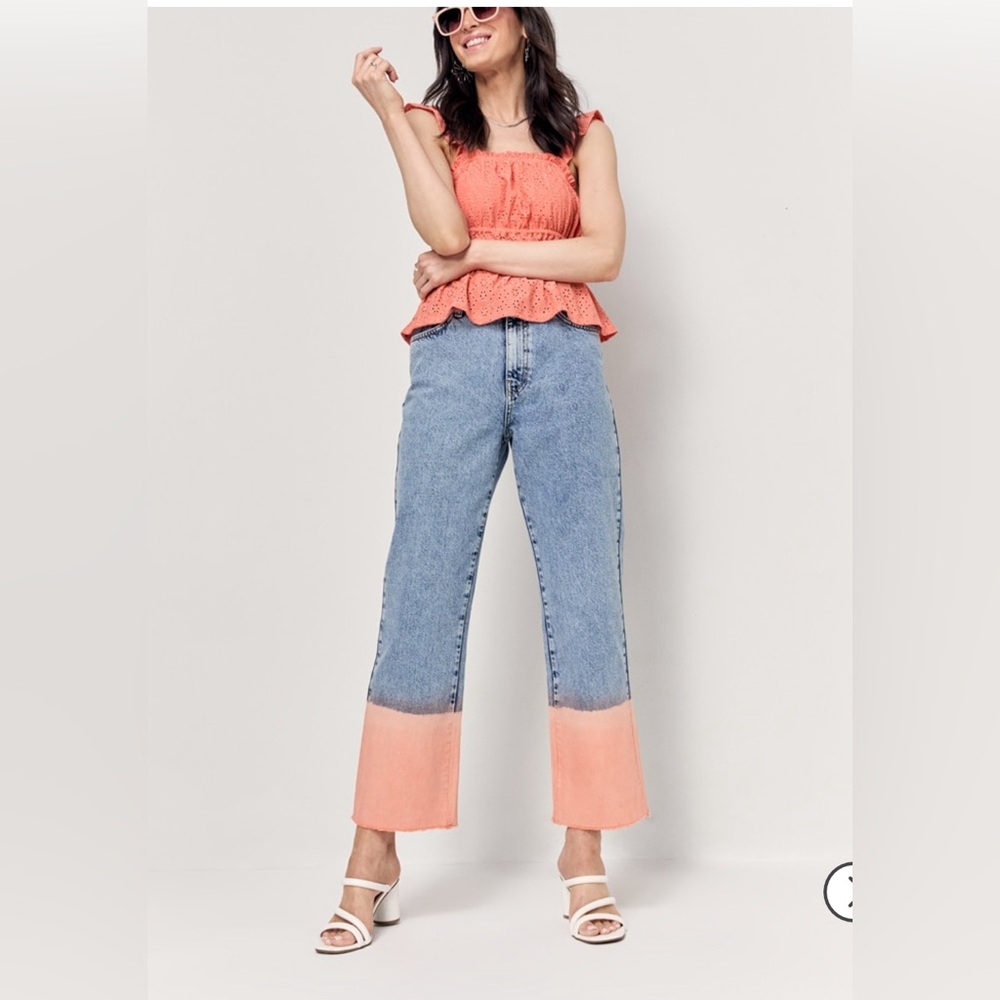 🧡LAST pair🧡New Francesca’s Ellis Dip Dye Acid Wash Denim Jeans